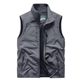 Men's lightweight grey outdoor vest with multi-pockets and breathable mesh lining - S / Top (1906) / Gray