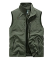 Gilet outdoor verde scuro da uomo con collo alto e tasche multiple con zip - M / Verde Militare