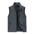 Gilet de sport gris foncé pour homme avec col montant, poches zippées et doublure filet - 3XL / Gris