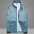 Gilet sportivo da uomo leggero ad asciugatura rapida in grigio blu con colletto in piedi - S / Azzurro