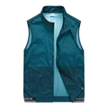 Gilet da uomo sportivo verde acqua, leggero, traspirante con fodera mesh e collo alto - S / Blu Denim