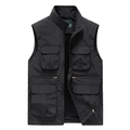 Men's black outdoor utility vest with multiple pockets and stand collar design - XS / Black
