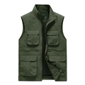 Chaleco de pesca exterior para hombre con múltiples bolsillos y forro de malla transpirable - M / Verde Militar