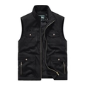 Chaleco negro multibolsillos para exteriores con cuello alto para pesca y fotografía - M / Negro