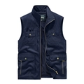 Chaleco táctico azul marino para hombre con múltiples bolsillos y cuello alto - M / Azul