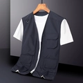 Chaleco outdoor azul marino para hombre con múltiples bolsillos y tejido de secado rápido - M / Azul oscuro