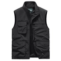 Gilet utilitaire extérieur pour homme avec poches multiples, col montant et doublure filet - M / Noir