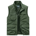 Gilet cargo extérieur vert foncé à poches multiples avec doublure filet pour la pêche - M / Vert Militaire