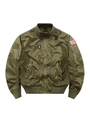 Giacca bomber MA-1 verde militare con patch tattiche e colletto a costine - M / Cachi