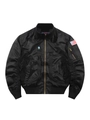 Giacca bomber nera classica da uomo con cerniera metallica e tasche tattiche - M / Nero
