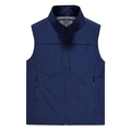 Men's dark blue outdoor vest with stand collar and zipper pockets for fishing and sports - Dark Blue