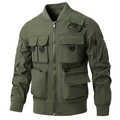 Chaqueta bomber táctica verde oliva con múltiples bolsillos y tejido cortavientos - M / Verde Militar