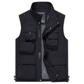 Gilet tattico nero da uomo con tasche multiple e fodera interna in rete traspirante - M / Nero