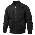 Giacca bomber tattica nera da uomo con design cargo funzionale a più tasche - M / Nero