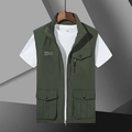 Army green tactical vest with multiple pockets and stand collar for outdoor wear - M / Army Green