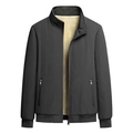Veste d'hiver homme avec col montant, doublure polaire et tissu coupe-vent gris foncé - M / Noir