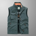 Gilet cargo outdoor da uomo verde grigio scuro con fodera arancione a contrasto - M / Verde Fagiolo