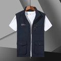 Men's dark blue outdoor cargo vest with multi-pockets and stand collar for fishing - M / Dark Blue