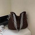 Borsa tote leopardata con tracolla intrecciata e dettaglio nodo per donna alla moda - Marrone