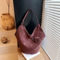 Sac fourre-tout bordeaux vintage avec texture mate et porte-lunettes attaché - Bordeaux