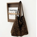 Bolso tote grande con estampado de leopardo marrón para el uso diario en invierno - Leopardo Café