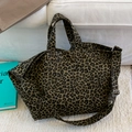 Große Canvas-Tragetasche mit Leopardenmuster und verstellbarem Schultergurt für Damen - Leopardenmuster