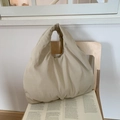 Bolso hobo plisatado albaricoque minimalista de gran capacidad con estilo estético francés - Blanco Roto