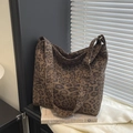 Borsa a spalla retrò con stampa leopardata, tracolla regolabile e design tote vintage - Verde Leopardato