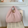 Bolso de mano acolchado rosa suave estilo nube con gran capacidad para moda casual mujer - Rosa Claro