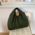 Bolso hobo grande de nailon verde oliva con diseño de asa integrada minimalista - Verde