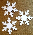 Laser cut white snowflake paper cards on burlap background for festive holiday decoration - Style 2 (Xiao Ka-2)