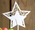 Topper per torta a stella bianca tagliato al laser per decorazioni di feste - Bianco