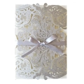 Invito di nozze tagliato al laser con glitter argento ed elegante fiocco di raso lucido - Argento Scintillante