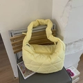 Bolso hobo amarillo claro acolchado con diseño de corazones y tacto suave - Amarillo