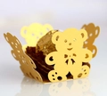 Portacioccolatini in carta gialla tagliata al laser con decorazione a orsetto - Oro