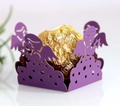 Purple laser-cut candy box with hollow angel pattern and stars on white background - Dark Purple