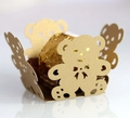Golden laser-cut bear chocolate box with shimmering metallic finish for party favors - Beige Gold