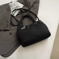 Elegant black matte tote bag with glossy leather details for versatile commute wear - Black without Pendant