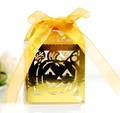 Boîte à bonbons citrouille dorée ajourée avec ruban pour décorations de Halloween - Or Réfléchissant