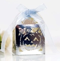 Boîte à bonbons citrouille d'Halloween avec fini argenté et nœud en soie bleu clair - Argent Réfléchissant