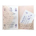 Faire-part de mariage doré découpé au laser avec motifs floraux et carte RSVP - Rose chair