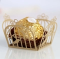 Elegant gold hollow birdcage favor box with laser-cut patterns for wedding candy decoration - Beige Gold