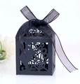 Laser cut Halloween ghost gift box in black paper with spider web and ribbon - Black