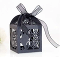 Scatola porta caramelle Halloween in carta nera con ragnatela laser cut e nastro - Nero