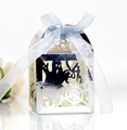Scatola regalo Halloween argento specchio con ragnatela tagliata al laser e nastro di organza - Argento