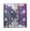 Detailed laser-cut purple snowflake wedding invitation with floral printed inner sheet - Dark Purple