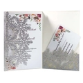 Elegant laser cut snowflake wedding invitation set with silver glitter pocket and floral cards - Glitter Silver