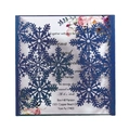 Detail of laser-cut snowflake wedding invitation with blue cover and floral inner page - Sapphire Blue