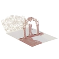 Detail of 3D laser-cut wedding invitation featuring rose gold glitter arch and couple silhouette - Glitter Pink (Full Set)