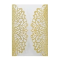 Detailed view of golden laser-cut wedding invitation with glitter finish and floral pattern - Glitter Golden Yellow